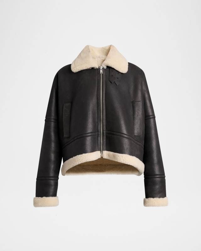 Alya Lamb Shearling Oversized Aviator Jacket